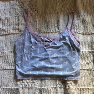 Playboy Pink and Blue Cropped Pajama Camisole with Bow